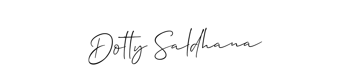 How to make Dotty Saldhana name signature. Use Allison_Script style for creating short signs online. This is the latest handwritten sign. Dotty Saldhana signature style 2 images and pictures png