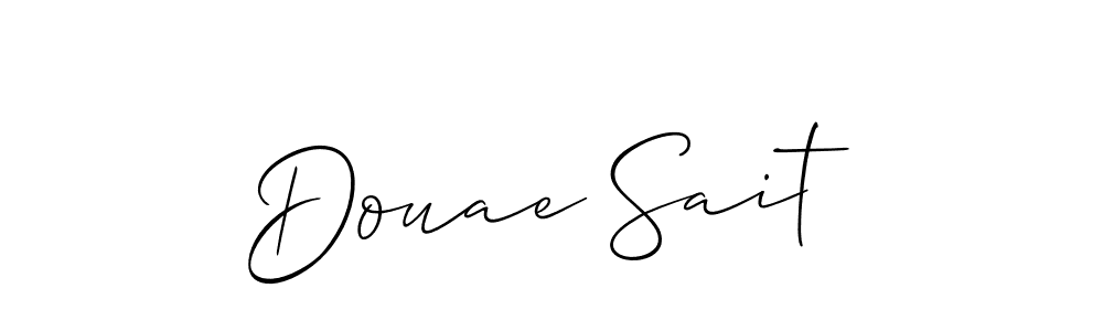 The best way (Allison_Script) to make a short signature is to pick only two or three words in your name. The name Douae Sait include a total of six letters. For converting this name. Douae Sait signature style 2 images and pictures png