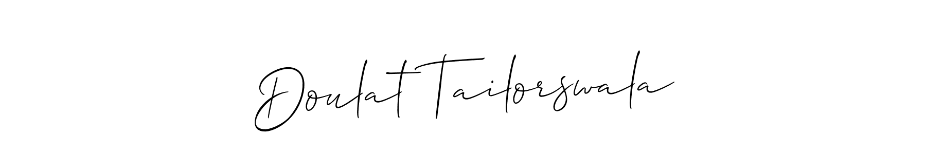 You should practise on your own different ways (Allison_Script) to write your name (Doulat Tailorswala) in signature. don't let someone else do it for you. Doulat Tailorswala signature style 2 images and pictures png