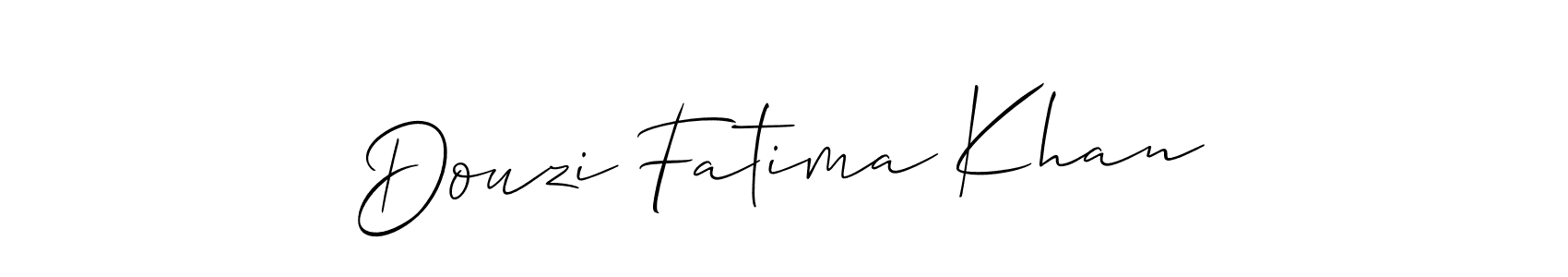 The best way (Allison_Script) to make a short signature is to pick only two or three words in your name. The name Douzi Fatima Khan include a total of six letters. For converting this name. Douzi Fatima Khan signature style 2 images and pictures png