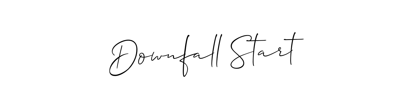 The best way (Allison_Script) to make a short signature is to pick only two or three words in your name. The name Downfall Start include a total of six letters. For converting this name. Downfall Start signature style 2 images and pictures png