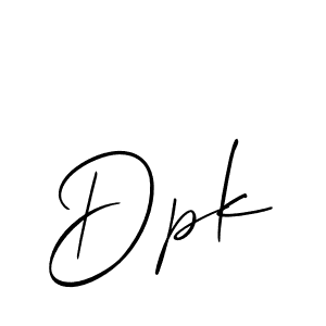 Design your own signature with our free online signature maker. With this signature software, you can create a handwritten (Allison_Script) signature for name Dpk. Dpk signature style 2 images and pictures png