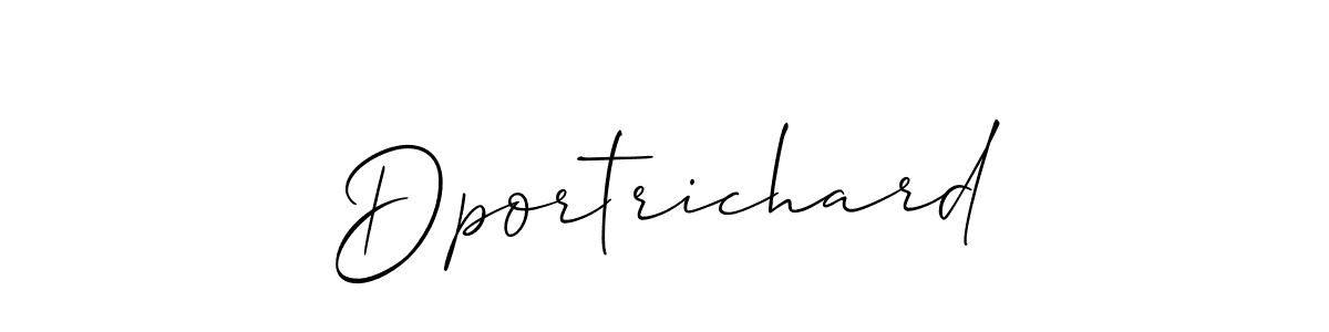 Similarly Allison_Script is the best handwritten signature design. Signature creator online .You can use it as an online autograph creator for name Dportrichard. Dportrichard signature style 2 images and pictures png