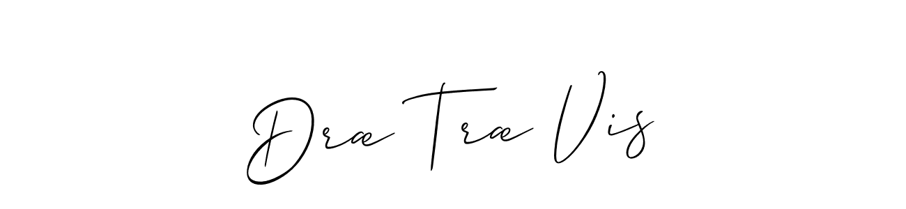 The best way (Allison_Script) to make a short signature is to pick only two or three words in your name. The name Dræ Træ Vis include a total of six letters. For converting this name. Dræ Træ Vis signature style 2 images and pictures png