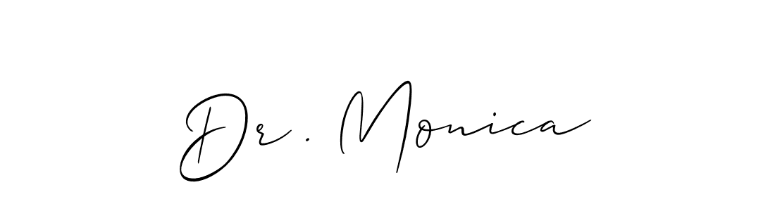 The best way (Allison_Script) to make a short signature is to pick only two or three words in your name. The name Dr . Monica include a total of six letters. For converting this name. Dr . Monica signature style 2 images and pictures png