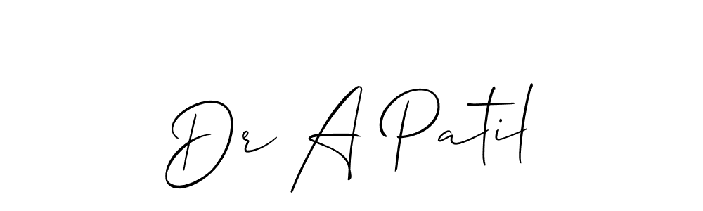 Similarly Allison_Script is the best handwritten signature design. Signature creator online .You can use it as an online autograph creator for name Dr A Patil. Dr A Patil signature style 2 images and pictures png