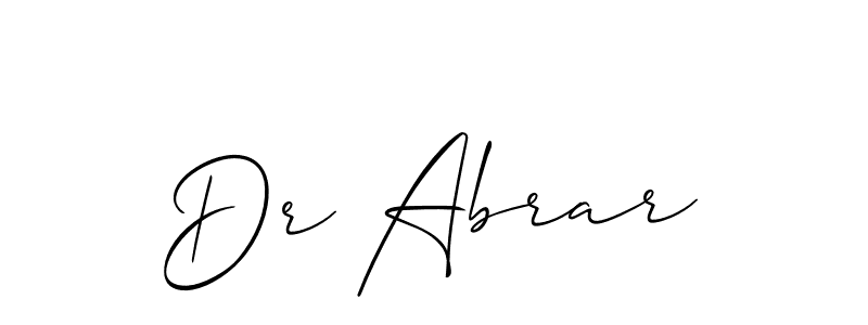 Create a beautiful signature design for name Dr Abrar. With this signature (Allison_Script) fonts, you can make a handwritten signature for free. Dr Abrar signature style 2 images and pictures png