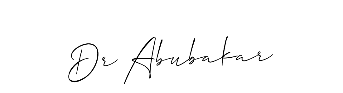 Create a beautiful signature design for name Dr Abubakar. With this signature (Allison_Script) fonts, you can make a handwritten signature for free. Dr Abubakar signature style 2 images and pictures png