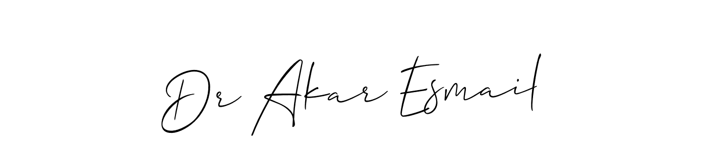 How to make Dr Akar Esmail name signature. Use Allison_Script style for creating short signs online. This is the latest handwritten sign. Dr Akar Esmail signature style 2 images and pictures png