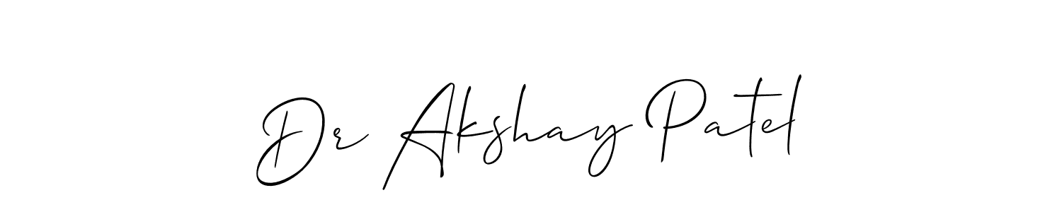 This is the best signature style for the Dr Akshay Patel name. Also you like these signature font (Allison_Script). Mix name signature. Dr Akshay Patel signature style 2 images and pictures png