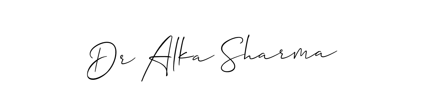 Use a signature maker to create a handwritten signature online. With this signature software, you can design (Allison_Script) your own signature for name Dr Alka Sharma. Dr Alka Sharma signature style 2 images and pictures png