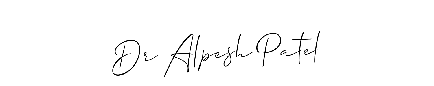 The best way (Allison_Script) to make a short signature is to pick only two or three words in your name. The name Dr Alpesh Patel include a total of six letters. For converting this name. Dr Alpesh Patel signature style 2 images and pictures png