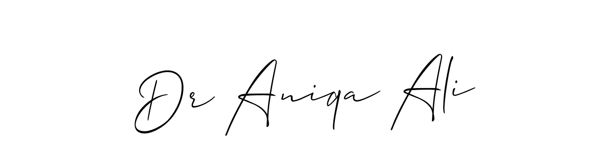 if you are searching for the best signature style for your name Dr Aniqa Ali. so please give up your signature search. here we have designed multiple signature styles  using Allison_Script. Dr Aniqa Ali signature style 2 images and pictures png