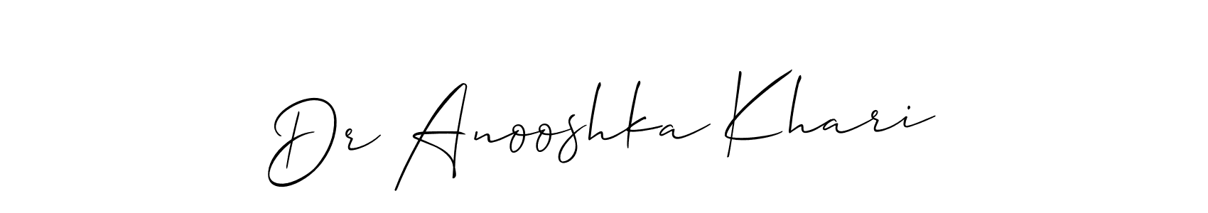 Check out images of Autograph of Dr Anooshka Khari name. Actor Dr Anooshka Khari Signature Style. Allison_Script is a professional sign style online. Dr Anooshka Khari signature style 2 images and pictures png