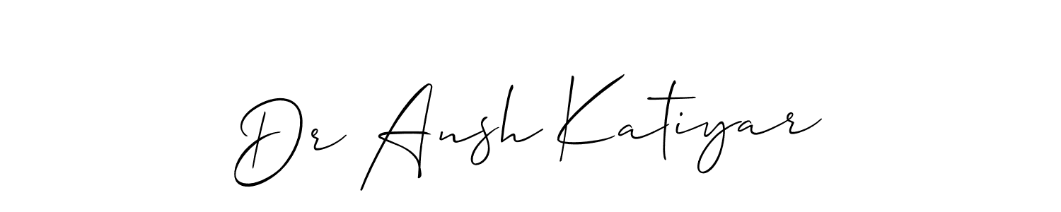 This is the best signature style for the Dr Ansh Katiyar name. Also you like these signature font (Allison_Script). Mix name signature. Dr Ansh Katiyar signature style 2 images and pictures png