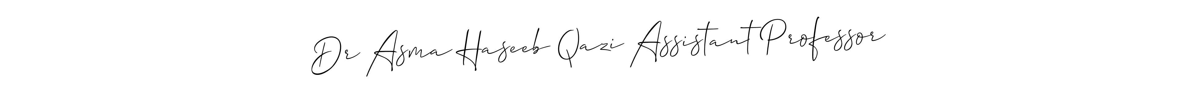 Also You can easily find your signature by using the search form. We will create Dr Asma Haseeb Qazi Assistant Professor name handwritten signature images for you free of cost using Allison_Script sign style. Dr Asma Haseeb Qazi Assistant Professor signature style 2 images and pictures png