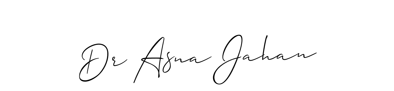 Also You can easily find your signature by using the search form. We will create Dr Asna Jahan name handwritten signature images for you free of cost using Allison_Script sign style. Dr Asna Jahan signature style 2 images and pictures png