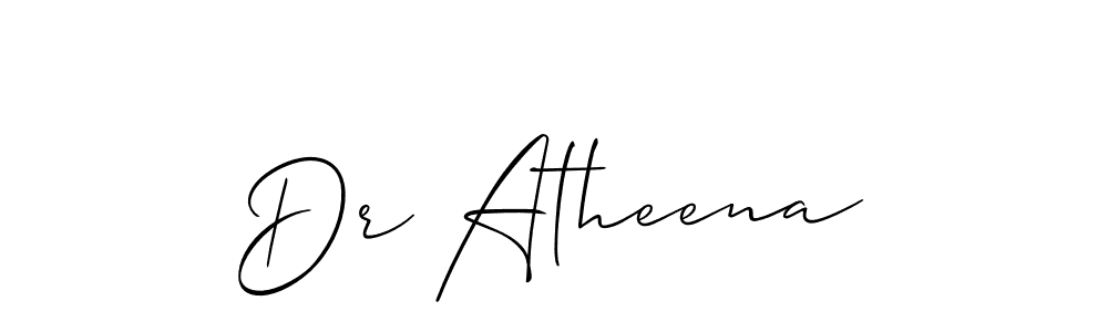 Also You can easily find your signature by using the search form. We will create Dr Atheena name handwritten signature images for you free of cost using Allison_Script sign style. Dr Atheena signature style 2 images and pictures png