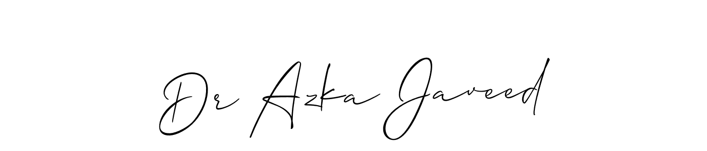Make a beautiful signature design for name Dr Azka Javeed. With this signature (Allison_Script) style, you can create a handwritten signature for free. Dr Azka Javeed signature style 2 images and pictures png