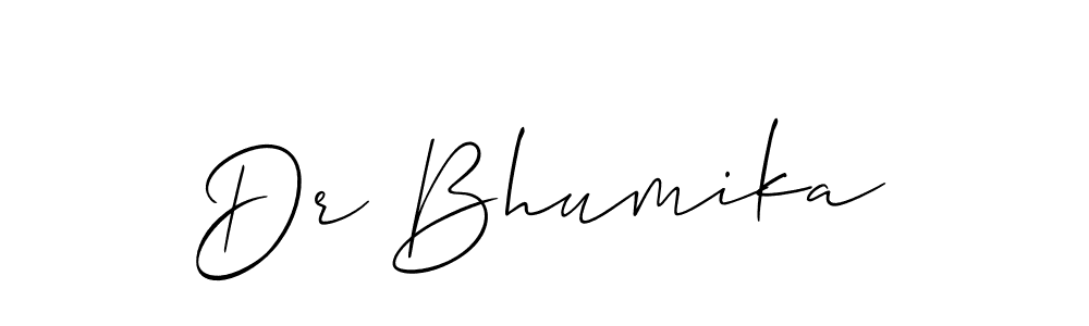 Design your own signature with our free online signature maker. With this signature software, you can create a handwritten (Allison_Script) signature for name Dr Bhumika. Dr Bhumika signature style 2 images and pictures png