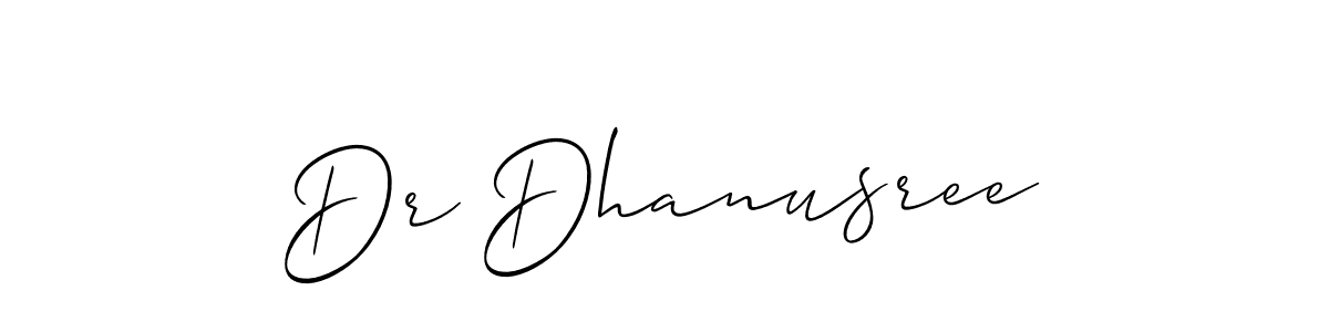 Allison_Script is a professional signature style that is perfect for those who want to add a touch of class to their signature. It is also a great choice for those who want to make their signature more unique. Get Dr Dhanusree name to fancy signature for free. Dr Dhanusree signature style 2 images and pictures png