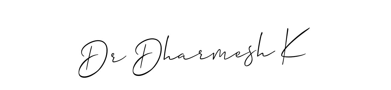 Design your own signature with our free online signature maker. With this signature software, you can create a handwritten (Allison_Script) signature for name Dr Dharmesh K. Dr Dharmesh K signature style 2 images and pictures png