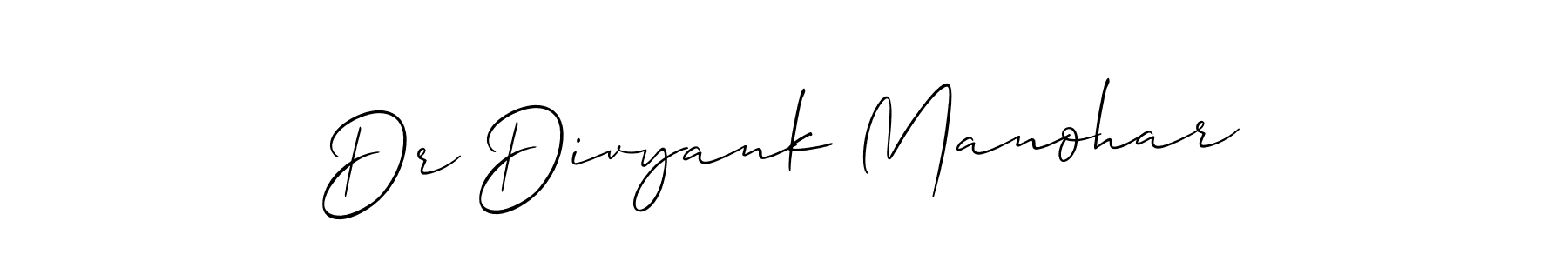 Make a beautiful signature design for name Dr Divyank Manohar. With this signature (Allison_Script) style, you can create a handwritten signature for free. Dr Divyank Manohar signature style 2 images and pictures png