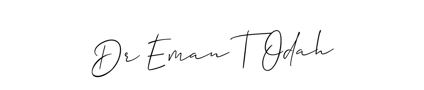 You should practise on your own different ways (Allison_Script) to write your name (Dr Eman T Odah) in signature. don't let someone else do it for you. Dr Eman T Odah signature style 2 images and pictures png