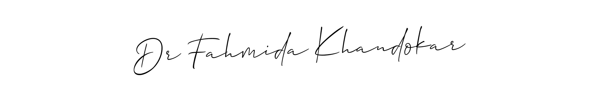 It looks lik you need a new signature style for name Dr Fahmida Khandokar. Design unique handwritten (Allison_Script) signature with our free signature maker in just a few clicks. Dr Fahmida Khandokar signature style 2 images and pictures png
