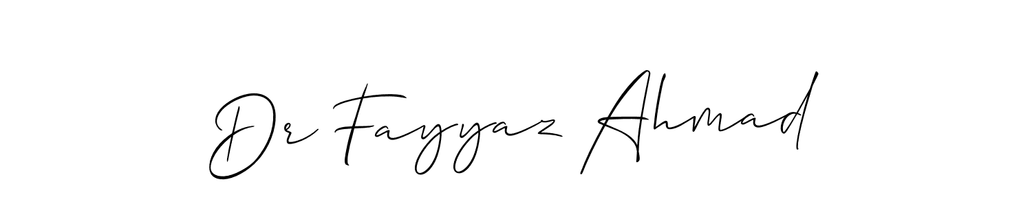 Create a beautiful signature design for name Dr Fayyaz Ahmad. With this signature (Allison_Script) fonts, you can make a handwritten signature for free. Dr Fayyaz Ahmad signature style 2 images and pictures png