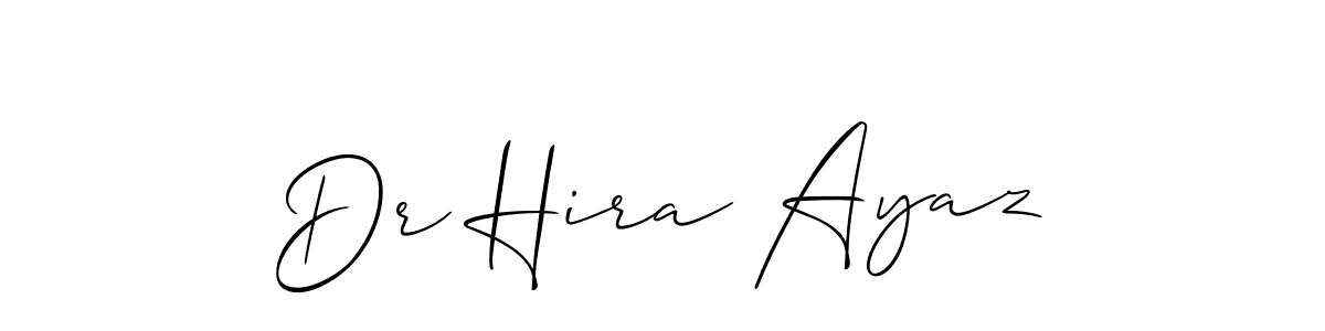 Create a beautiful signature design for name Dr Hira Ayaz. With this signature (Allison_Script) fonts, you can make a handwritten signature for free. Dr Hira Ayaz signature style 2 images and pictures png