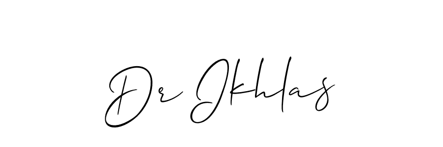 Also You can easily find your signature by using the search form. We will create Dr Ikhlas name handwritten signature images for you free of cost using Allison_Script sign style. Dr Ikhlas signature style 2 images and pictures png