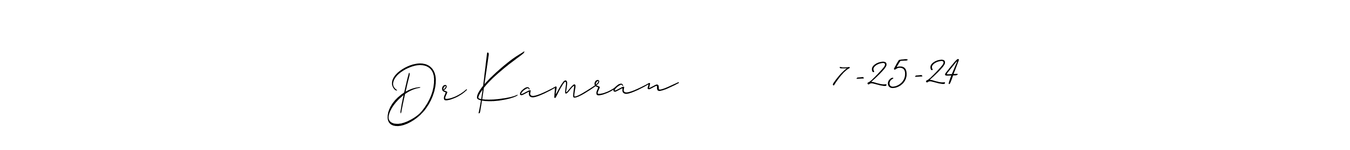 Create a beautiful signature design for name Dr Kamran           7-25-24. With this signature (Allison_Script) fonts, you can make a handwritten signature for free. Dr Kamran           7-25-24 signature style 2 images and pictures png