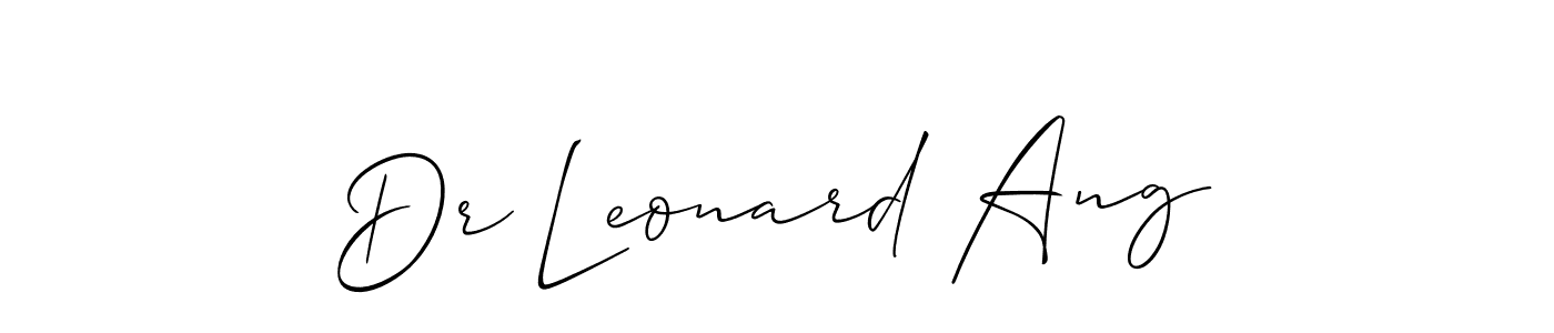 Also You can easily find your signature by using the search form. We will create Dr Leonard Ang name handwritten signature images for you free of cost using Allison_Script sign style. Dr Leonard Ang signature style 2 images and pictures png