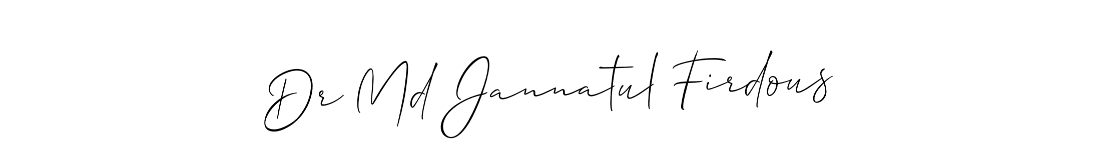 Create a beautiful signature design for name Dr Md Jannatul Firdous. With this signature (Allison_Script) fonts, you can make a handwritten signature for free. Dr Md Jannatul Firdous signature style 2 images and pictures png