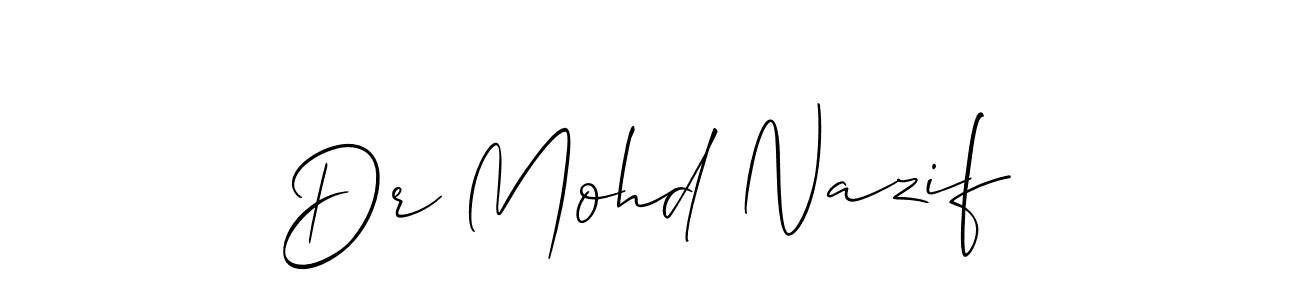 The best way (Allison_Script) to make a short signature is to pick only two or three words in your name. The name Dr Mohd Nazif include a total of six letters. For converting this name. Dr Mohd Nazif signature style 2 images and pictures png