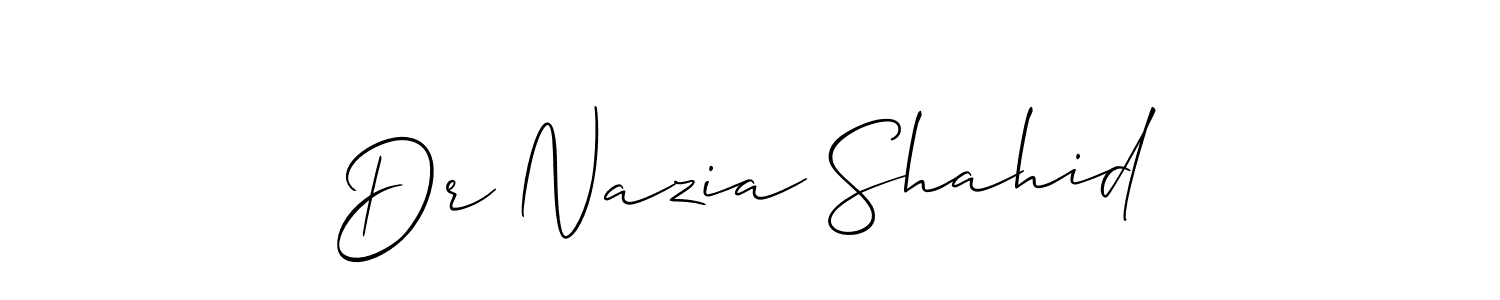 Create a beautiful signature design for name Dr Nazia Shahid. With this signature (Allison_Script) fonts, you can make a handwritten signature for free. Dr Nazia Shahid signature style 2 images and pictures png