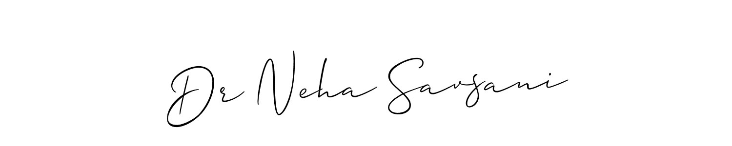 Allison_Script is a professional signature style that is perfect for those who want to add a touch of class to their signature. It is also a great choice for those who want to make their signature more unique. Get Dr Neha Savsani name to fancy signature for free. Dr Neha Savsani signature style 2 images and pictures png