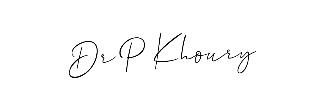 Also You can easily find your signature by using the search form. We will create Dr P Khoury name handwritten signature images for you free of cost using Allison_Script sign style. Dr P Khoury signature style 2 images and pictures png