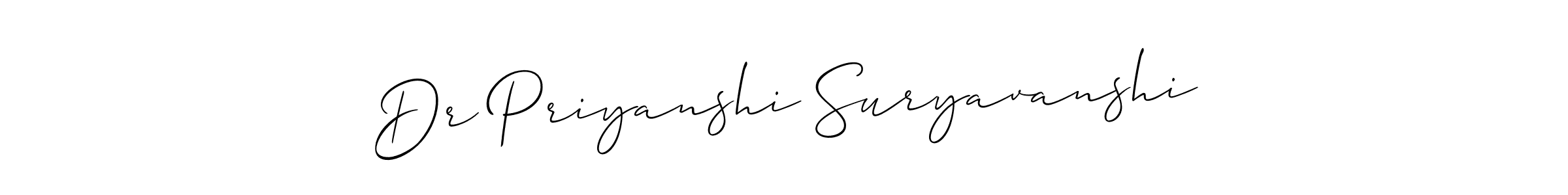 Also we have Dr Priyanshi Suryavanshi name is the best signature style. Create professional handwritten signature collection using Allison_Script autograph style. Dr Priyanshi Suryavanshi signature style 2 images and pictures png