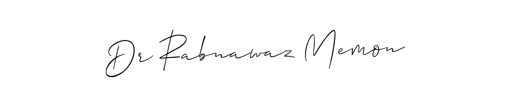 if you are searching for the best signature style for your name Dr Rabnawaz Memon. so please give up your signature search. here we have designed multiple signature styles  using Allison_Script. Dr Rabnawaz Memon signature style 2 images and pictures png