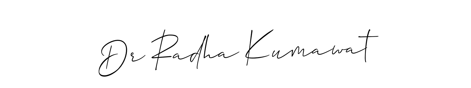 Make a beautiful signature design for name Dr Radha Kumawat. With this signature (Allison_Script) style, you can create a handwritten signature for free. Dr Radha Kumawat signature style 2 images and pictures png