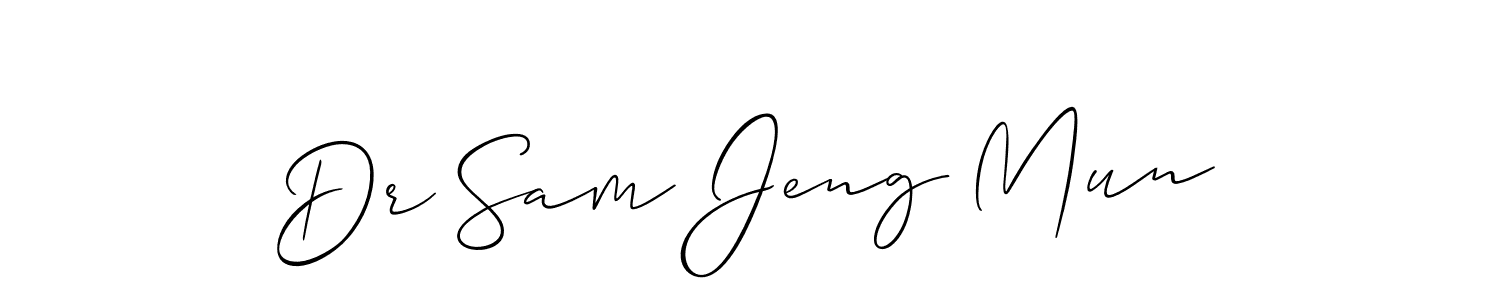 Create a beautiful signature design for name Dr Sam Jeng Mun. With this signature (Allison_Script) fonts, you can make a handwritten signature for free. Dr Sam Jeng Mun signature style 2 images and pictures png