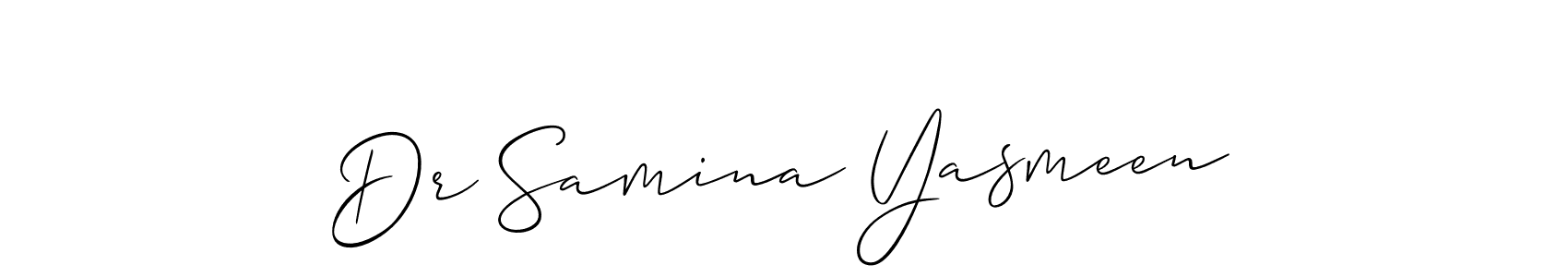 Make a beautiful signature design for name Dr Samina Yasmeen. With this signature (Allison_Script) style, you can create a handwritten signature for free. Dr Samina Yasmeen signature style 2 images and pictures png