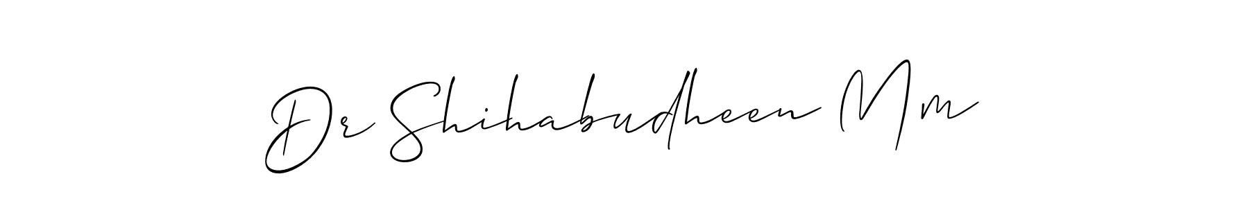 It looks lik you need a new signature style for name Dr Shihabudheen Mm. Design unique handwritten (Allison_Script) signature with our free signature maker in just a few clicks. Dr Shihabudheen Mm signature style 2 images and pictures png