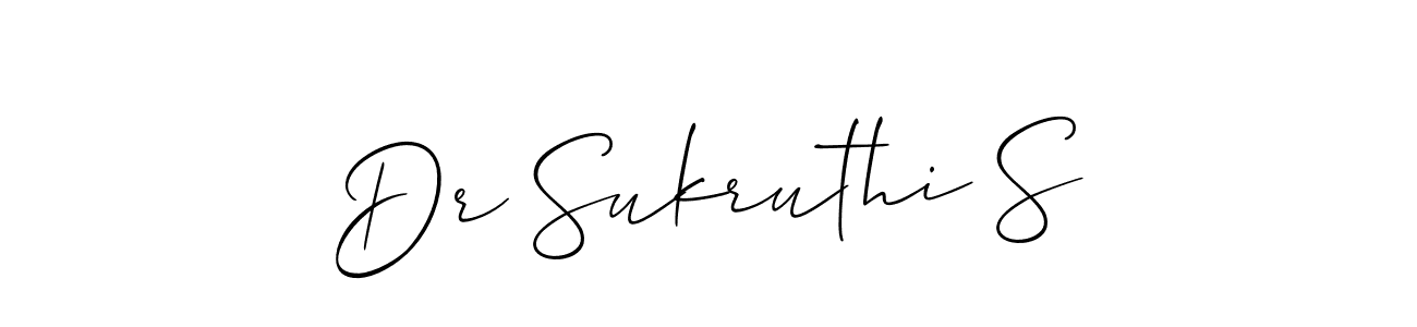 Allison_Script is a professional signature style that is perfect for those who want to add a touch of class to their signature. It is also a great choice for those who want to make their signature more unique. Get Dr Sukruthi S name to fancy signature for free. Dr Sukruthi S signature style 2 images and pictures png