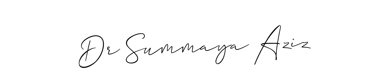 The best way (Allison_Script) to make a short signature is to pick only two or three words in your name. The name Dr Summaya Aziz include a total of six letters. For converting this name. Dr Summaya Aziz signature style 2 images and pictures png