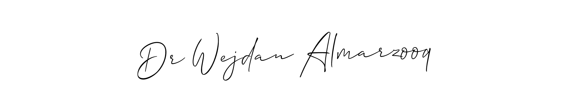 Create a beautiful signature design for name Dr Wejdan Almarzooq. With this signature (Allison_Script) fonts, you can make a handwritten signature for free. Dr Wejdan Almarzooq signature style 2 images and pictures png