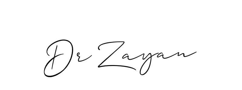 Create a beautiful signature design for name Dr Zayan. With this signature (Allison_Script) fonts, you can make a handwritten signature for free. Dr Zayan signature style 2 images and pictures png