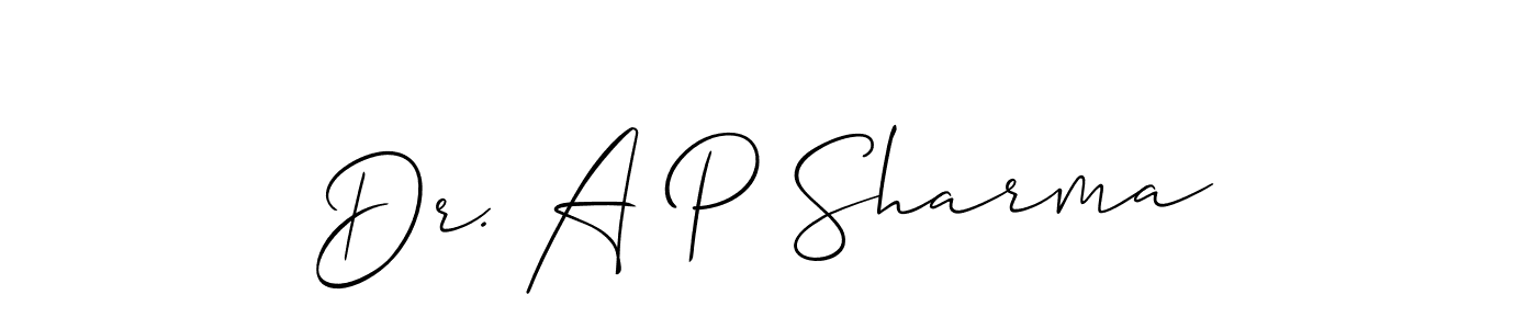 Use a signature maker to create a handwritten signature online. With this signature software, you can design (Allison_Script) your own signature for name Dr. A P Sharma. Dr. A P Sharma signature style 2 images and pictures png